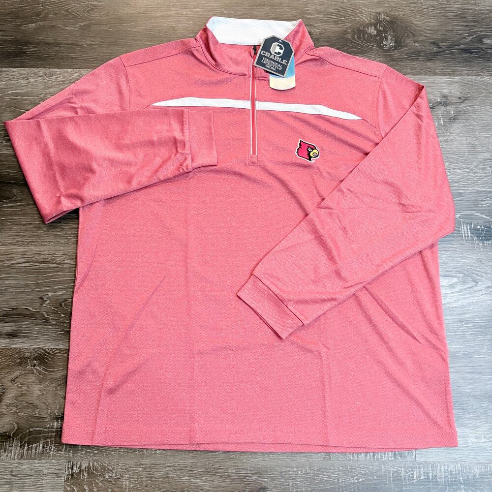 Crable Louisville Cardinals 1/4 Zip L/S Pullover Sweatshirt Light Sz XXL - NWT - Picture 2 of 8